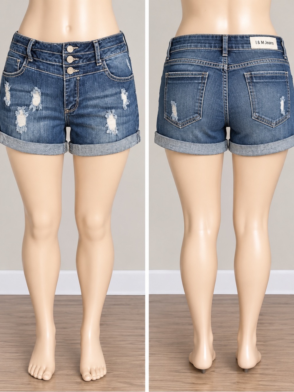 I&M Jeans Distressed Cuffed Denim Shorts – Size L